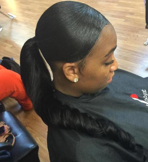 15 black slick ponytail