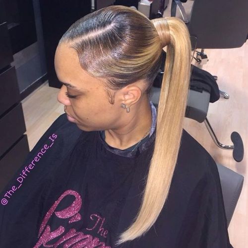 18 brown to blonde sleek ombre ponytail