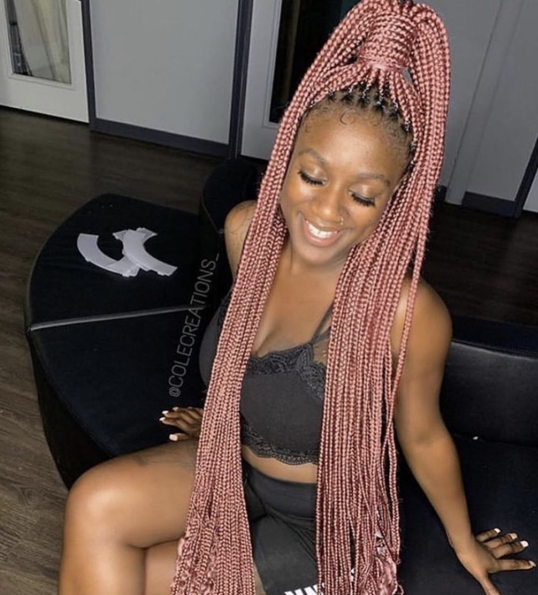 Pink Box Braids result