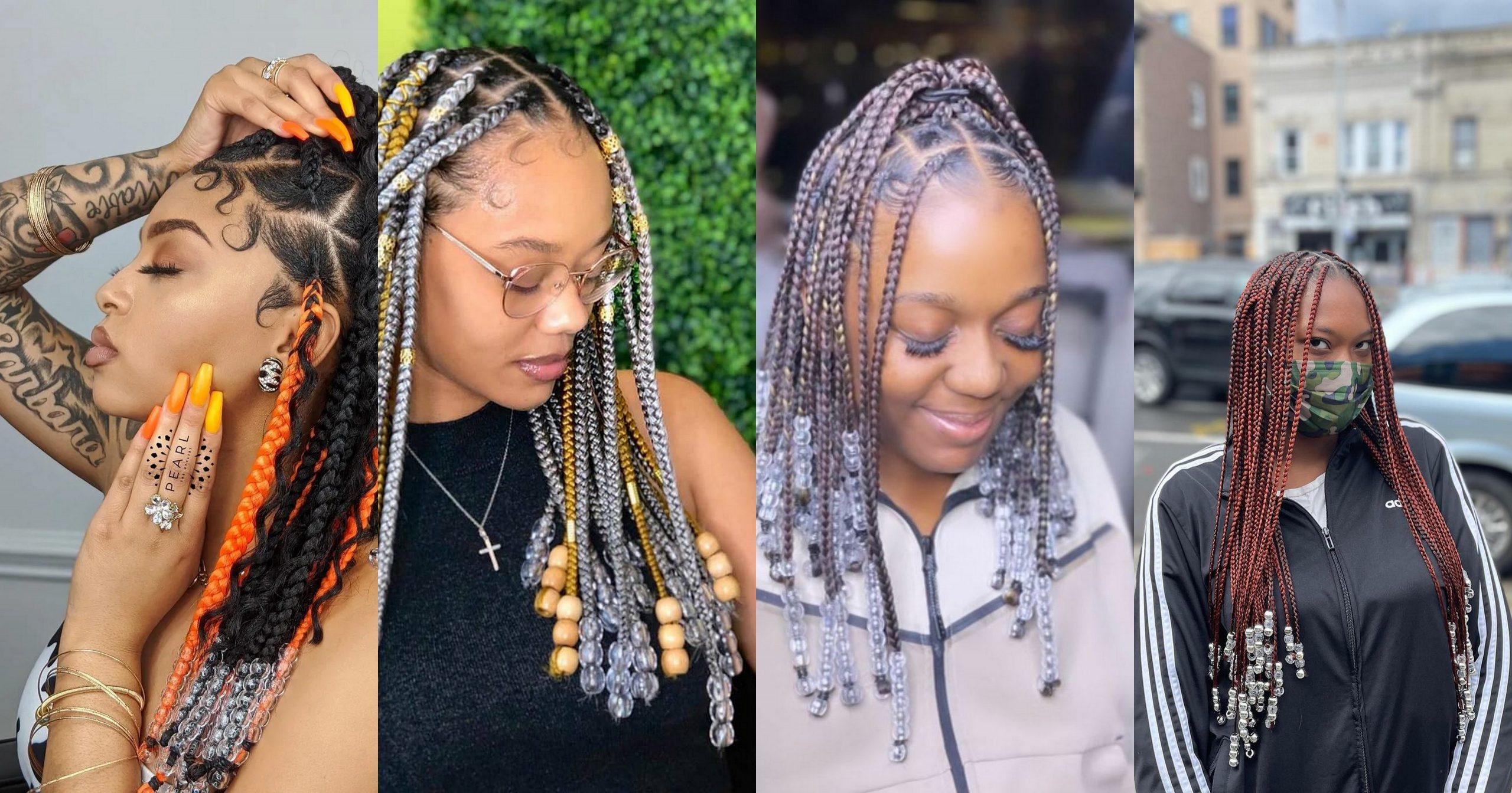 121 Latest Box Braids Hairstyles With Beads (2022): Knotless Box Braids With Beads