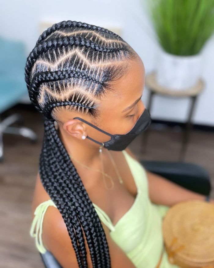 Jet Black Braids with Zig Zag