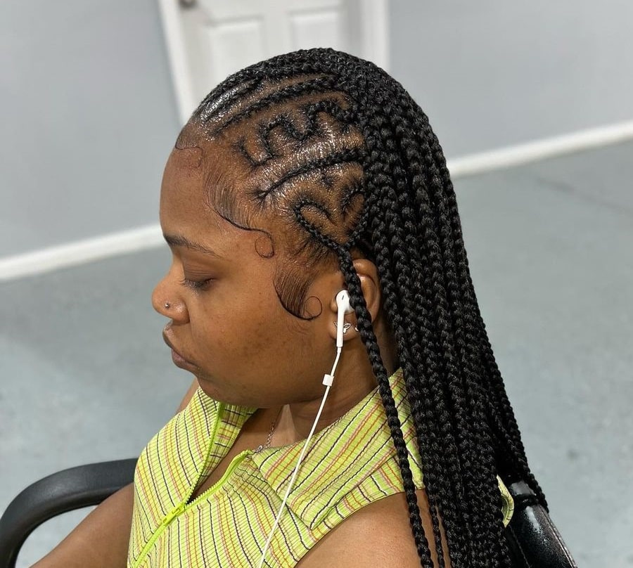 zig zag braids with hearts