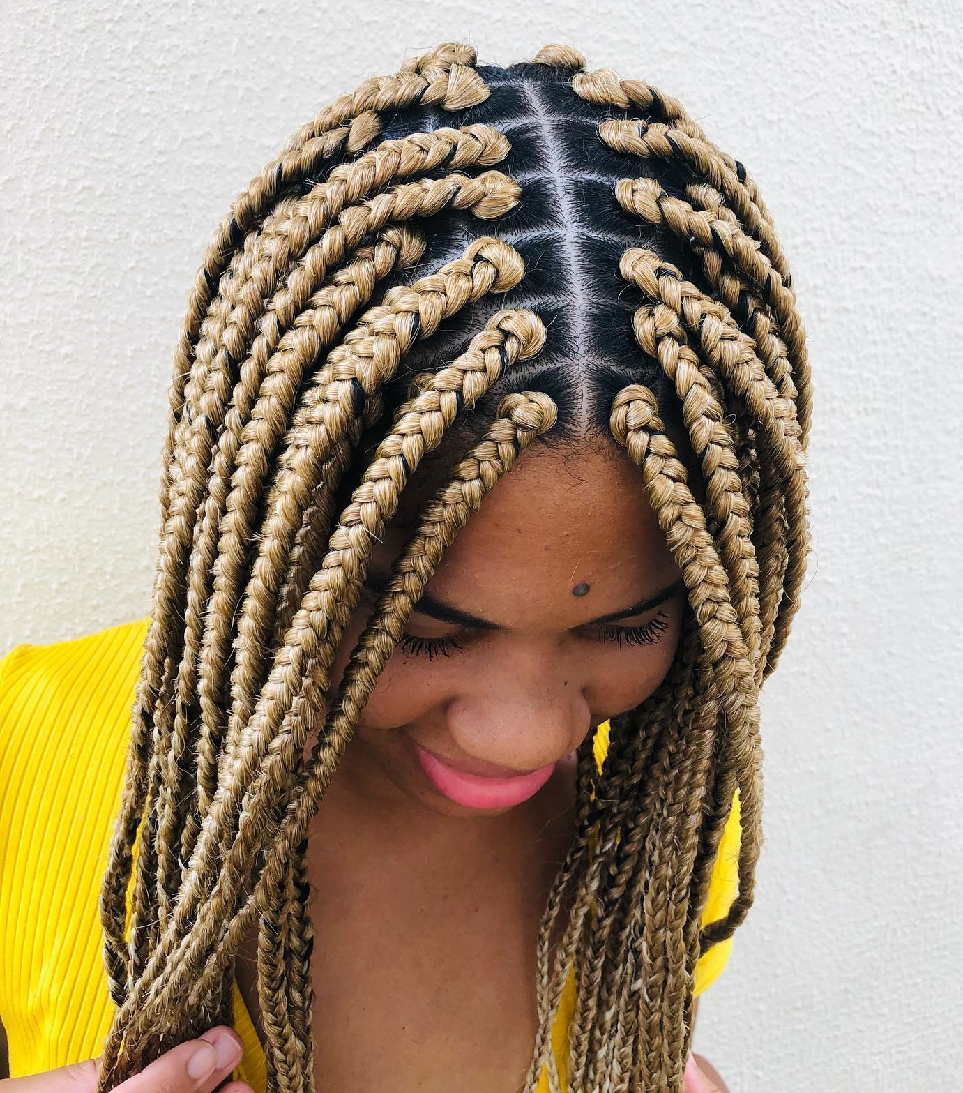 13 centre parted blonde box braids Cb cuI3OkEH