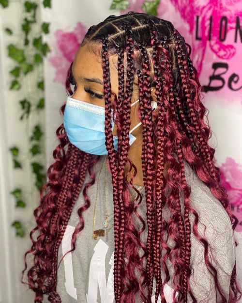 14 red box braids hairstyle