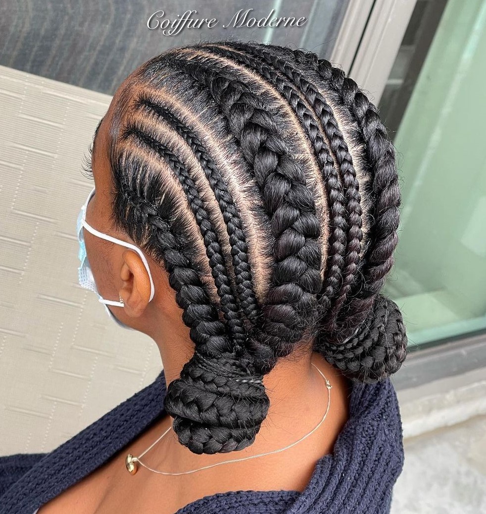 24 low pigtail buns with feed in braids CVbX6skMGWW