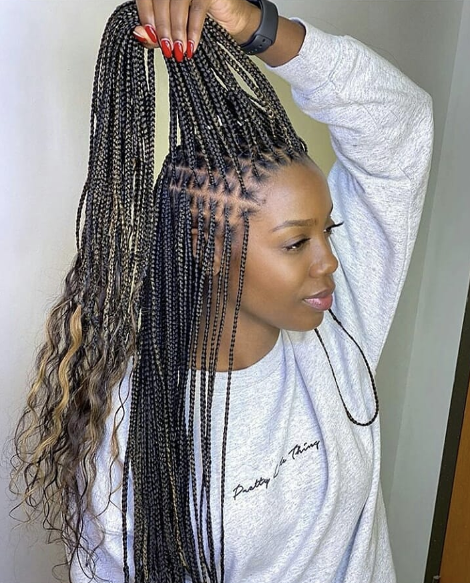 Box Braids With Curls 1