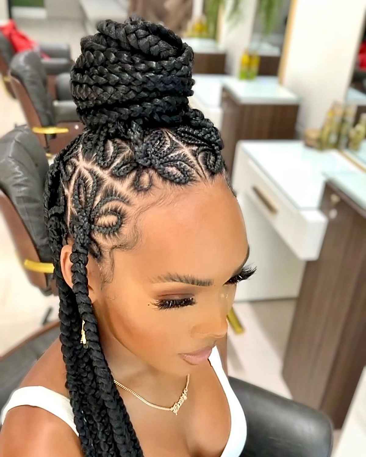 box braids bun hairstyle for african american women