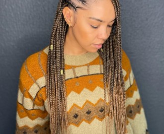 19 side parted tribal braids