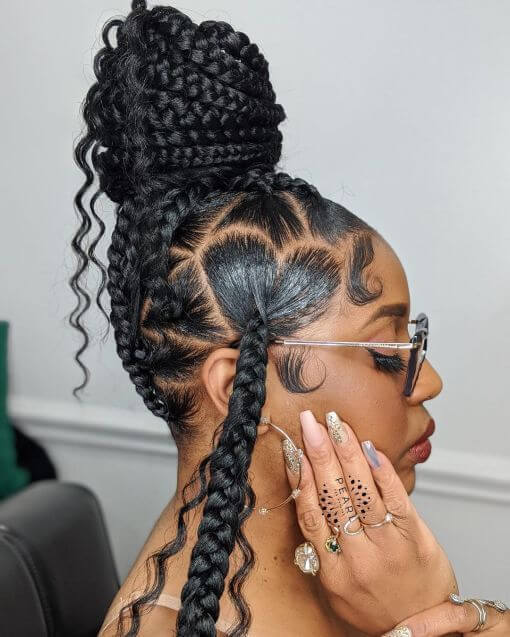 31 Hairstyle To Prove That A Heart Design Can Elevate Any Braid Style 6