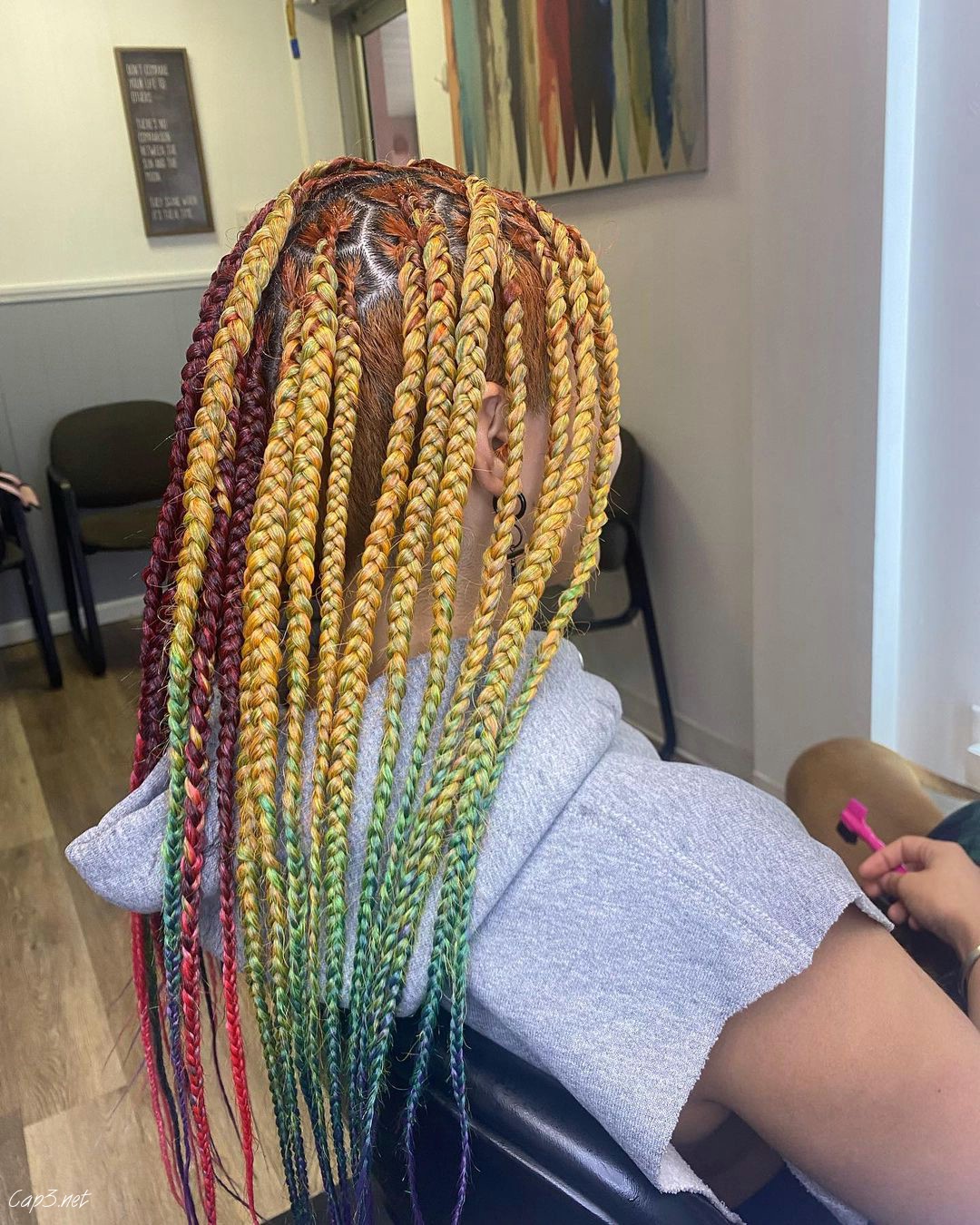 Rainbow Colors Knotleess Braids