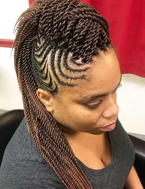 Twisted Cornrows Braided Mohawk