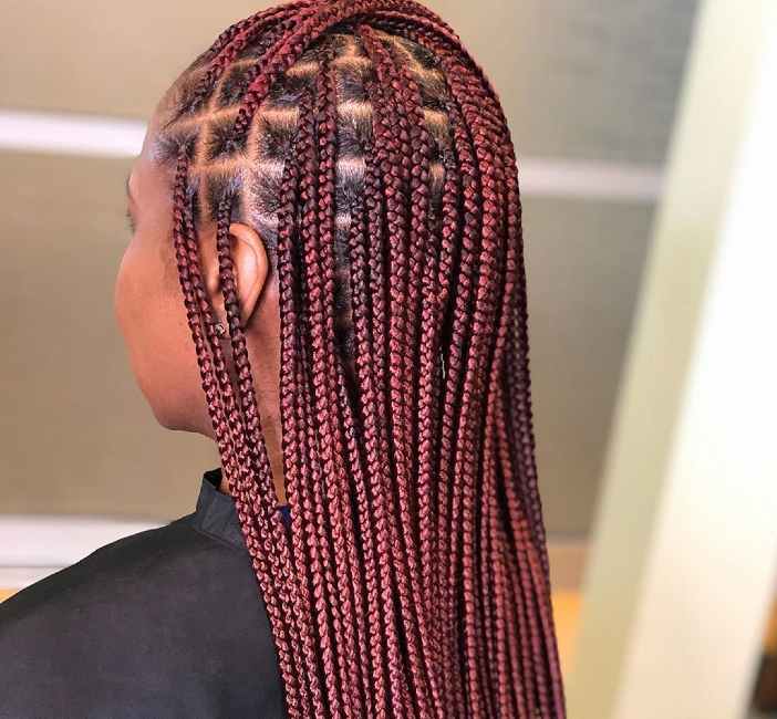 red knotless braids africana fashion