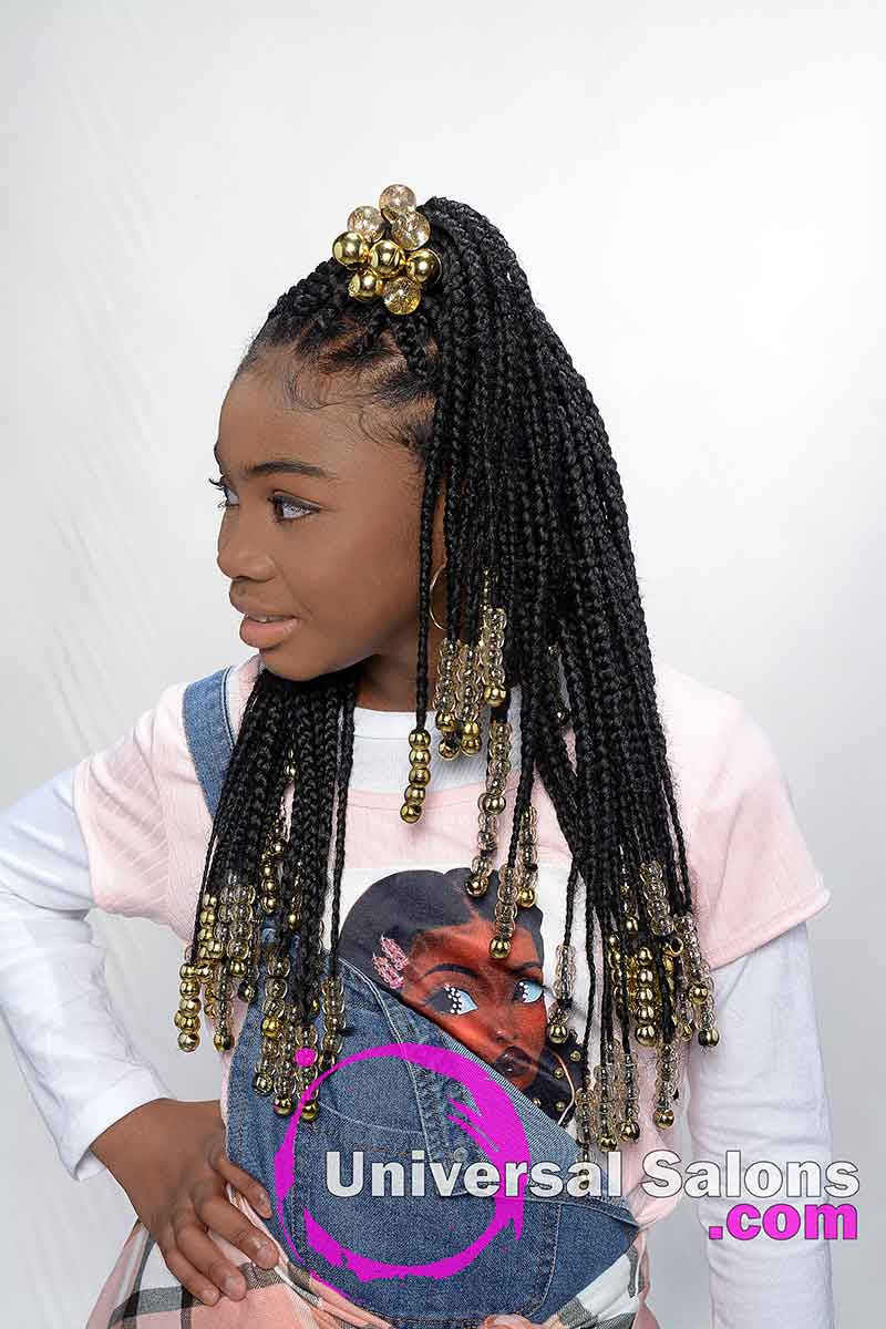 Kids Knotless Box Braids With Beads Hairstyle Your Child Will Love 19