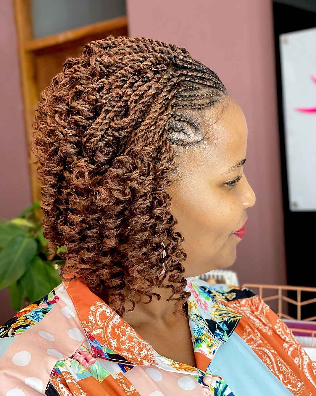 short weave with braids in front