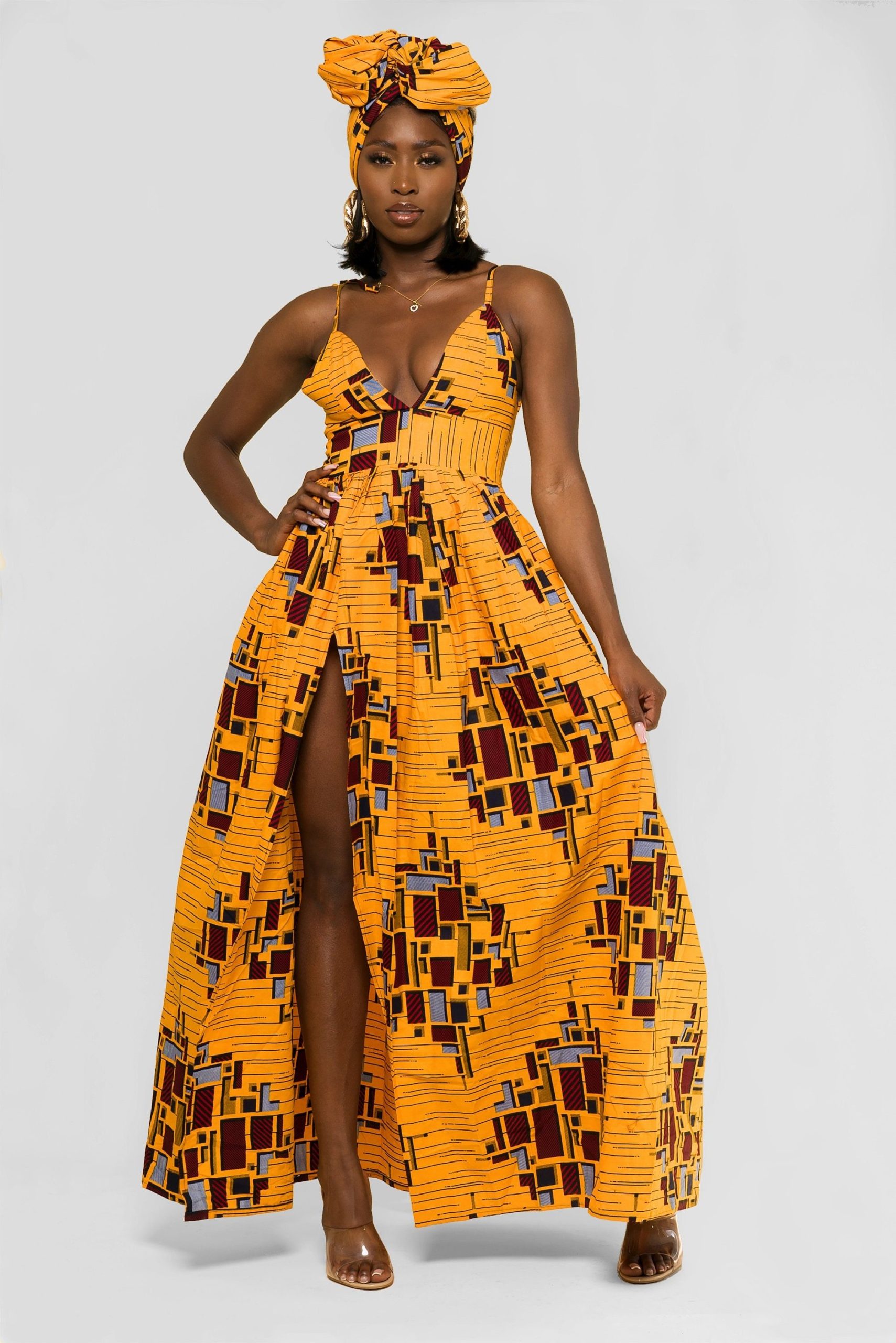 African Print Maxi dress with back zipper yythkg scaled