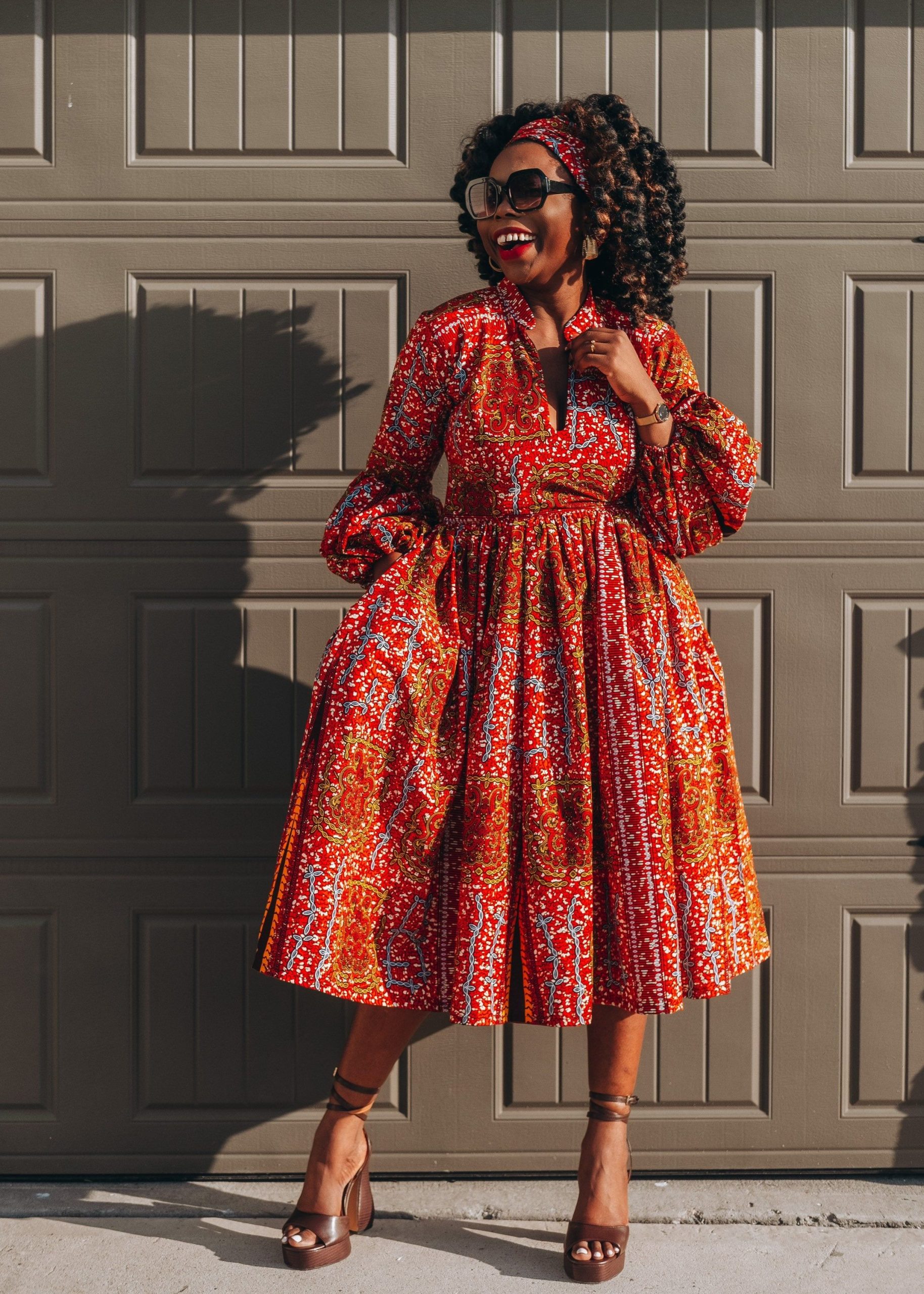 African print midi dress with puff sleeve 100 yyt scaled