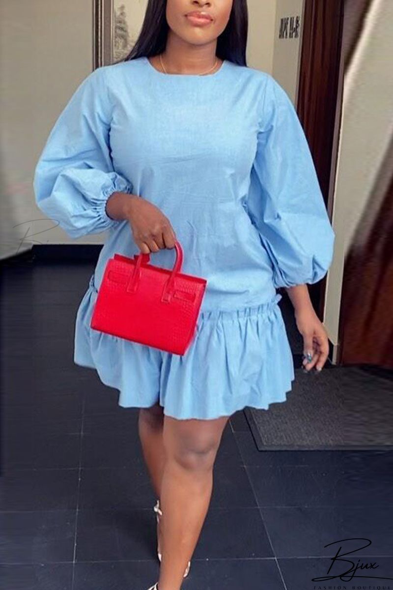 Bjux Light Blue Fashion Ma am Ruffled Sleeve yyth