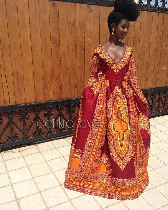 Elegant maxi ankara length dashiki gown available i