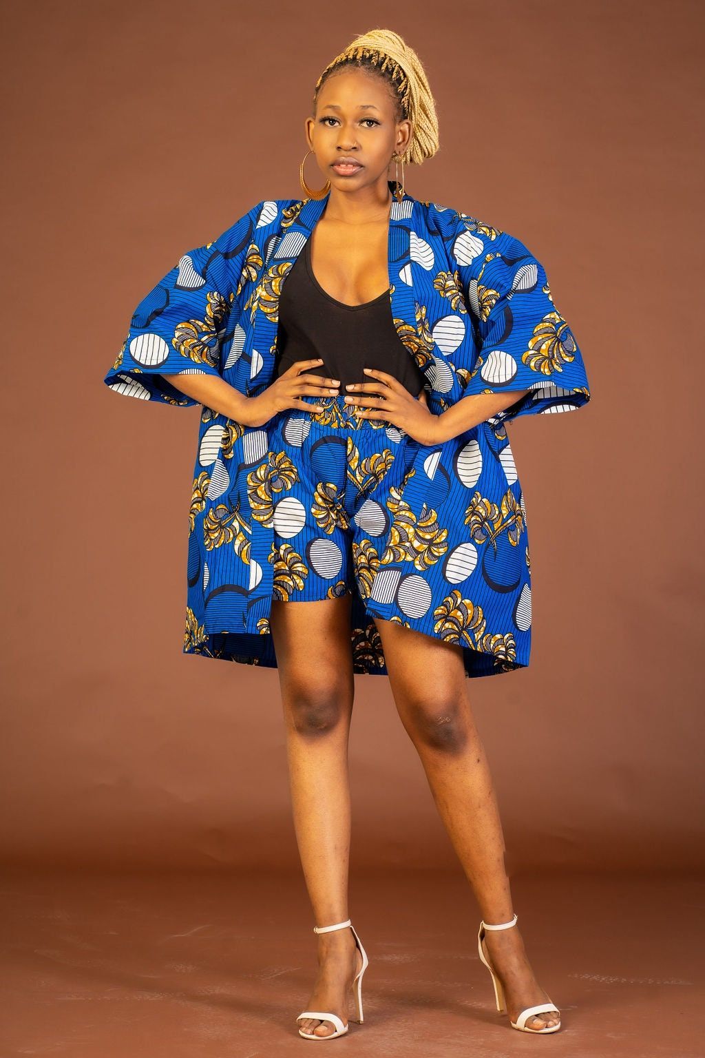 Handmade Ankara quarter long sleeve kimono can y