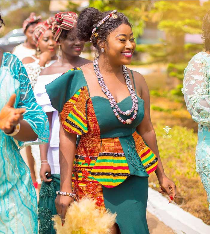 Kente wedding dress with beads