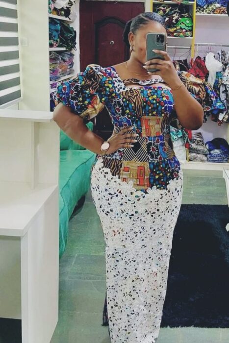 Mix matched Ankara and lace gown styles for stylish and elegant look 12