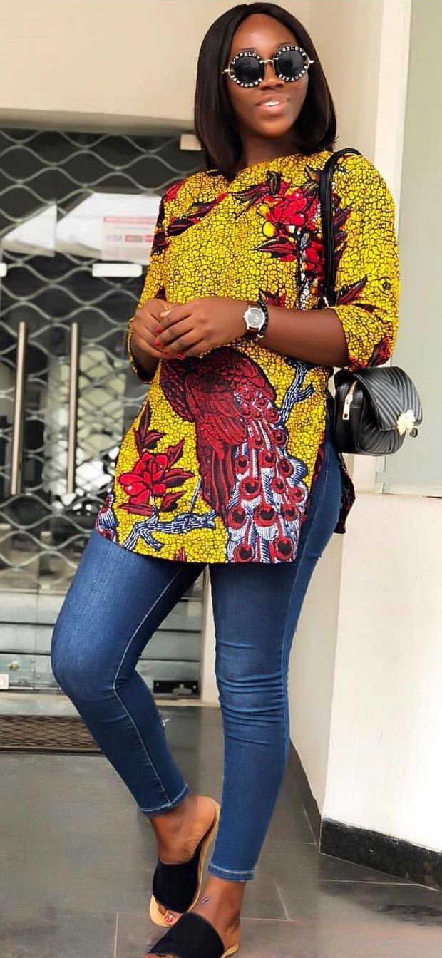 Nice African print top with jeans