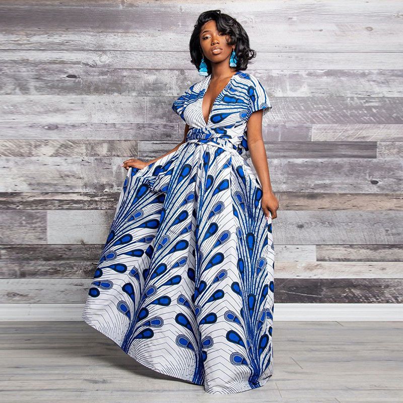 The Newest digital printing Ankara long dress soft