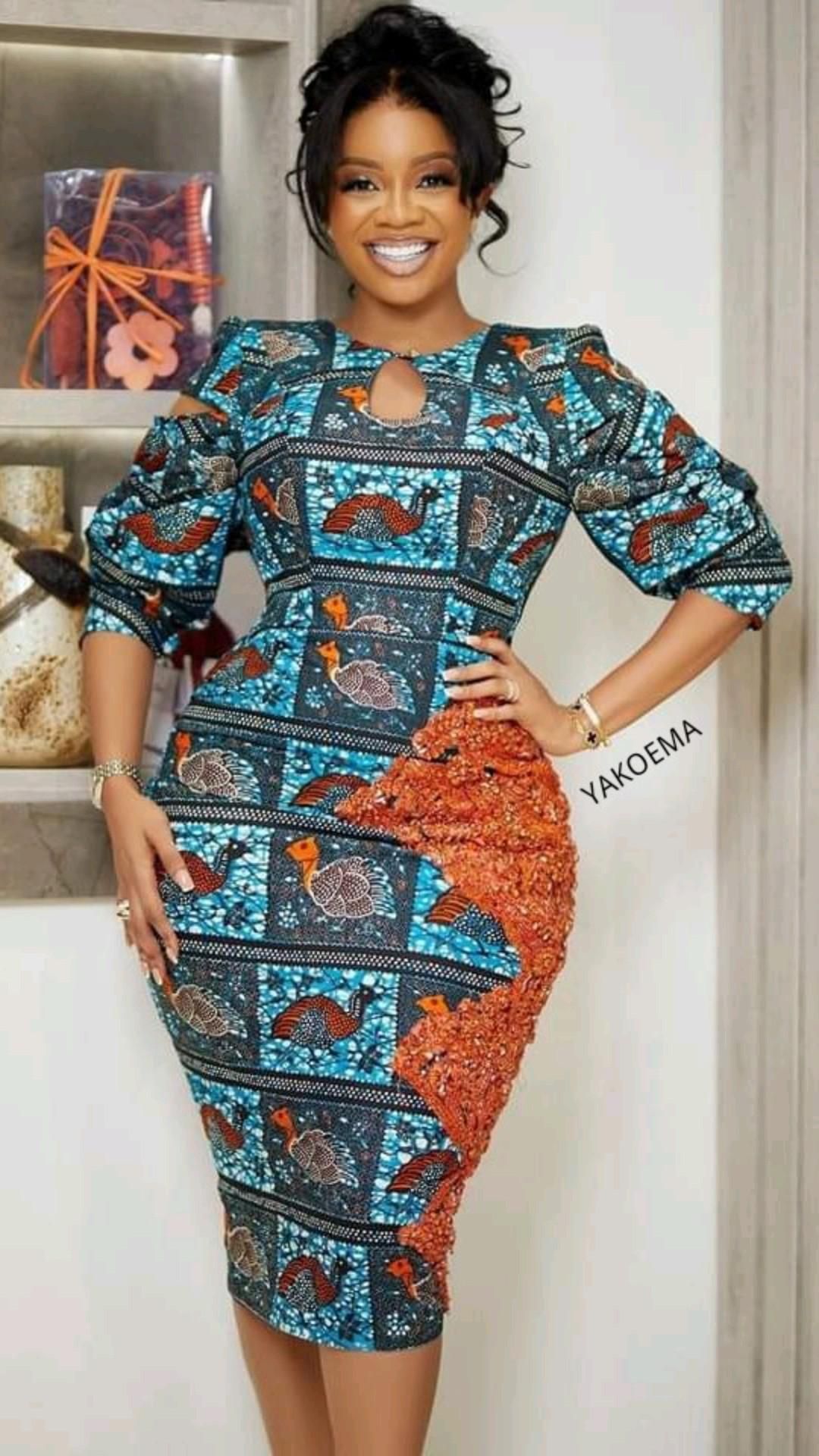 This contains an image of Ankara office dress yyth