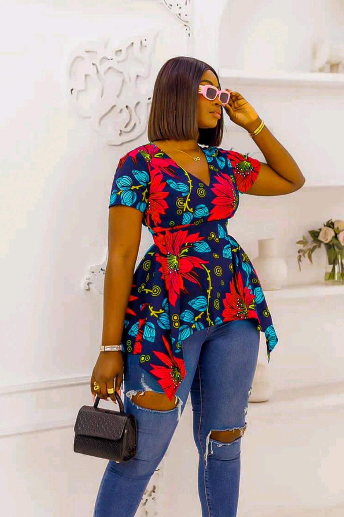 Ankara top with jeans Ankara top styles fo