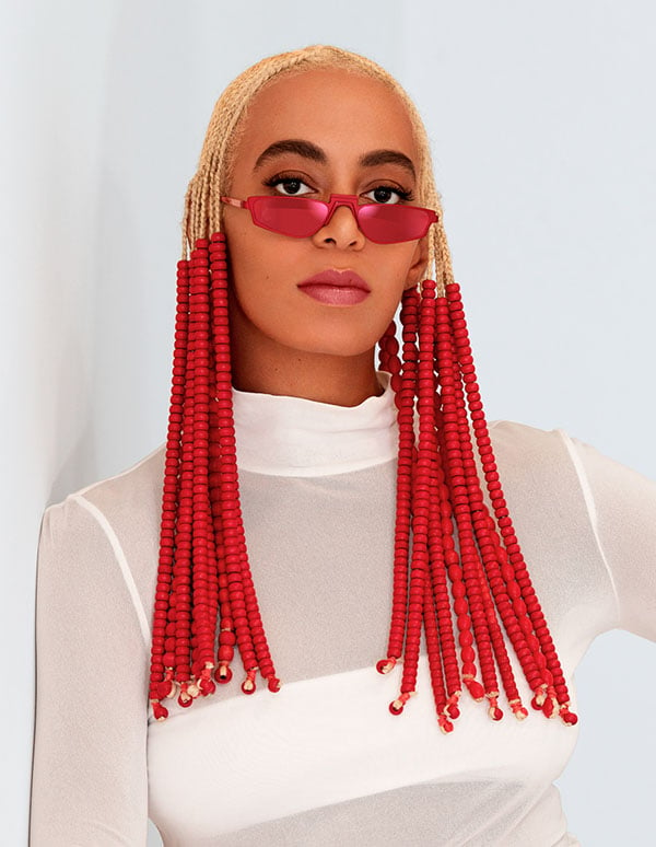 Blonde Fulani Braids With Red Beads