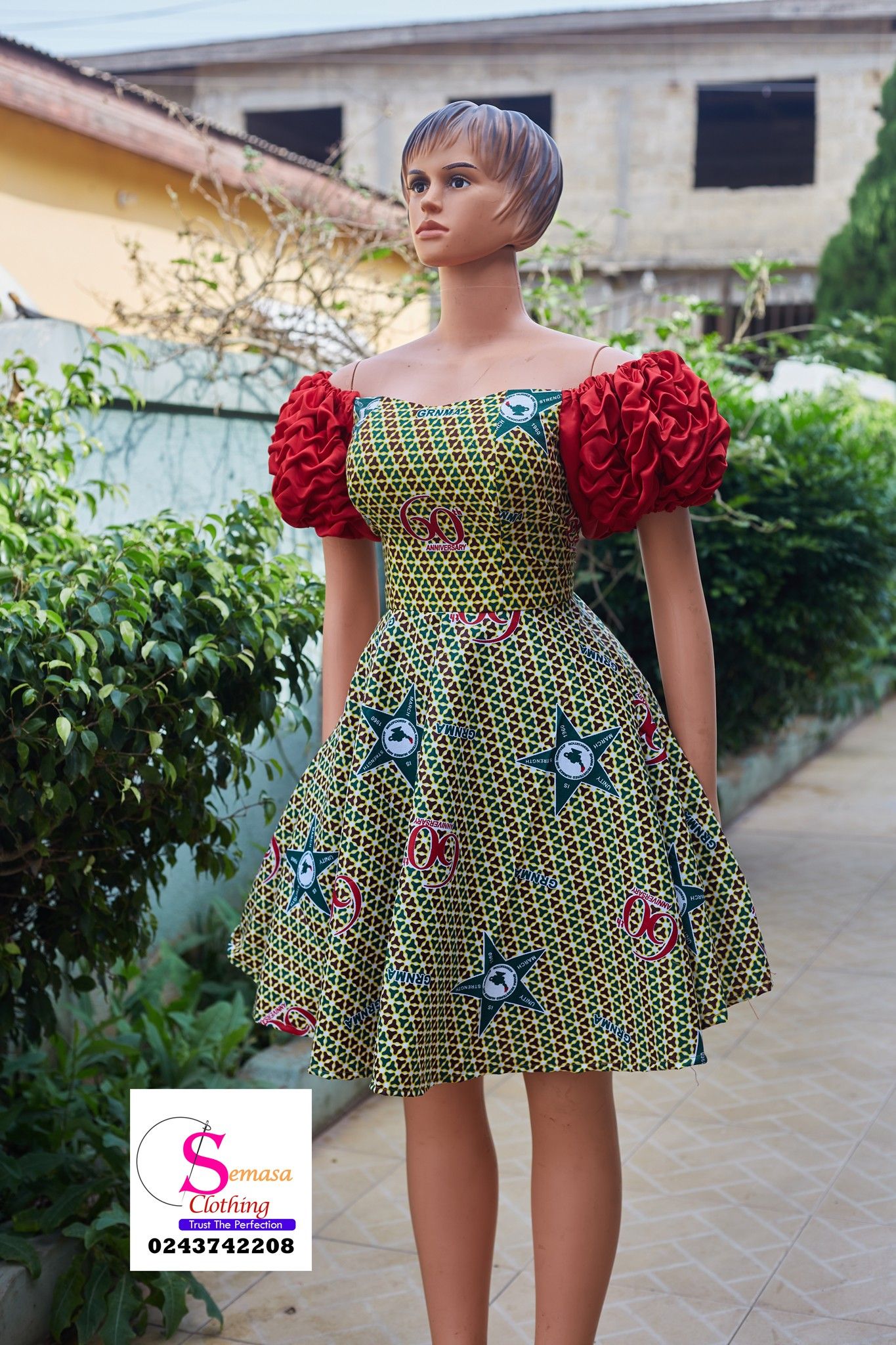 This contains an image of Ankara flare dress yythk