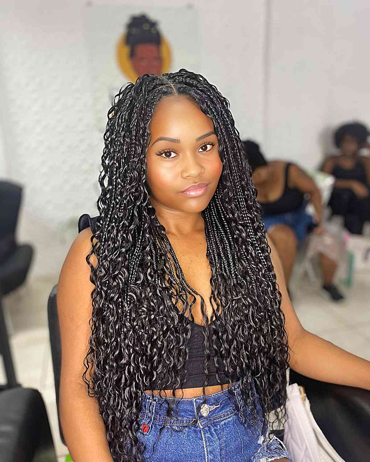 bohemian box braid style for black ladies