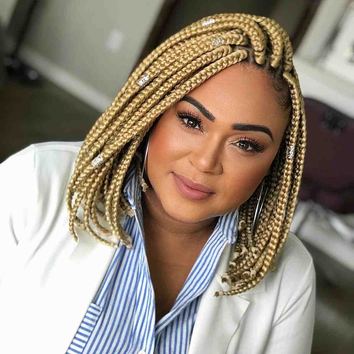 bright blonde box braids for black ladies