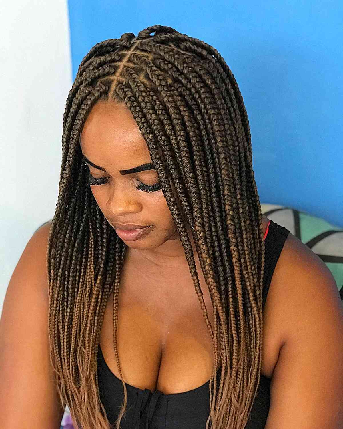 dark brown box braids