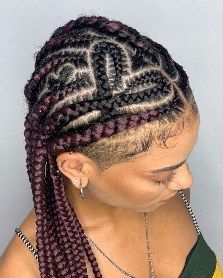 1 burgundy stitch braids CbPeWpZudwJ