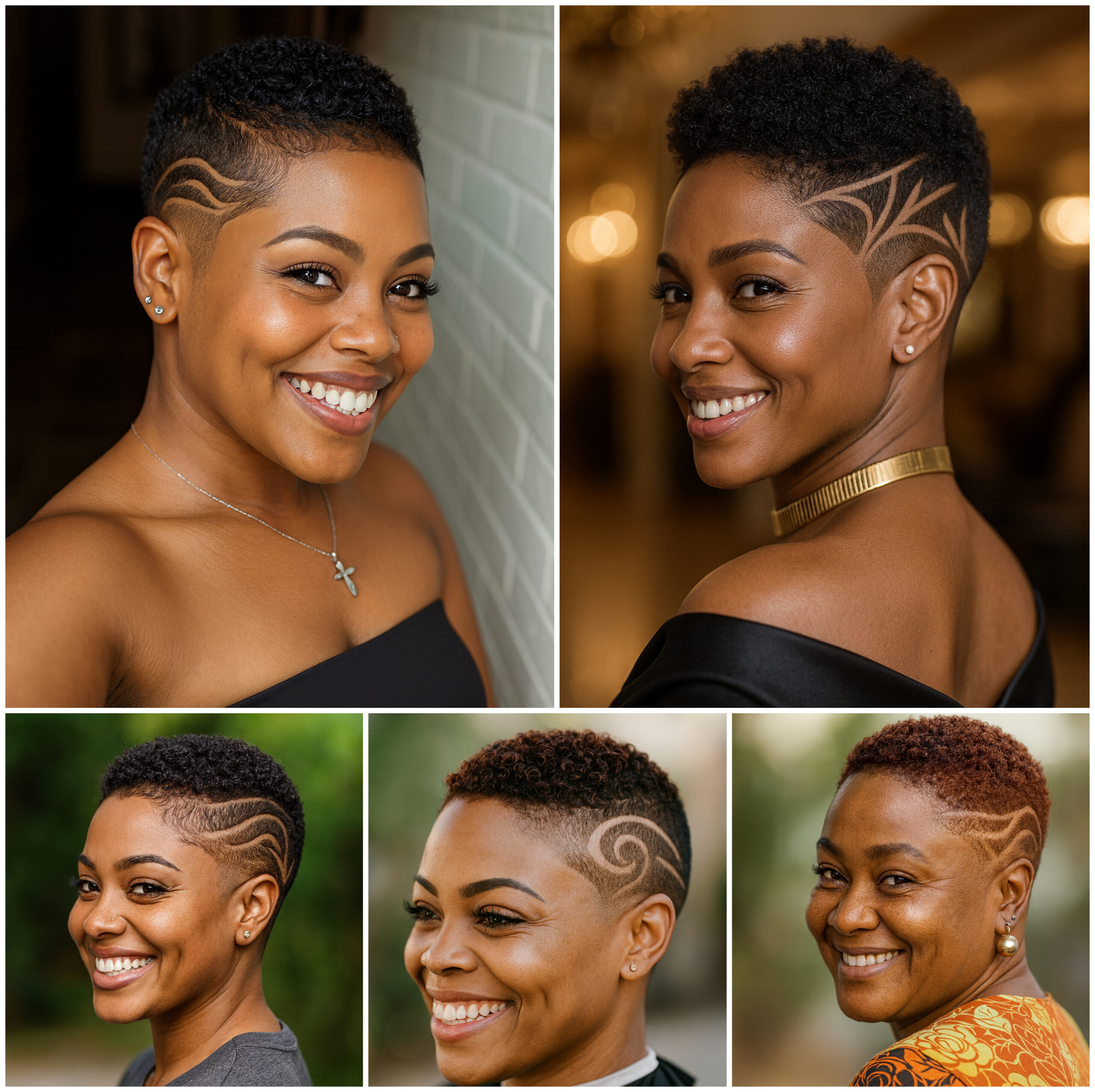Glam Fade Cuts with Artistic Hair Tattoos