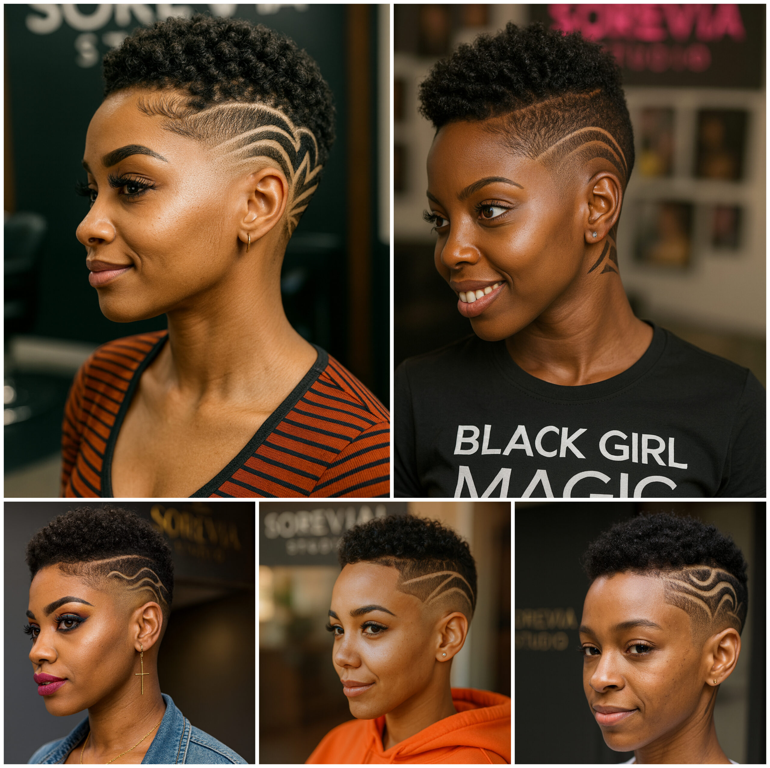 Curly Fade Cuts with Bold Side Patterns