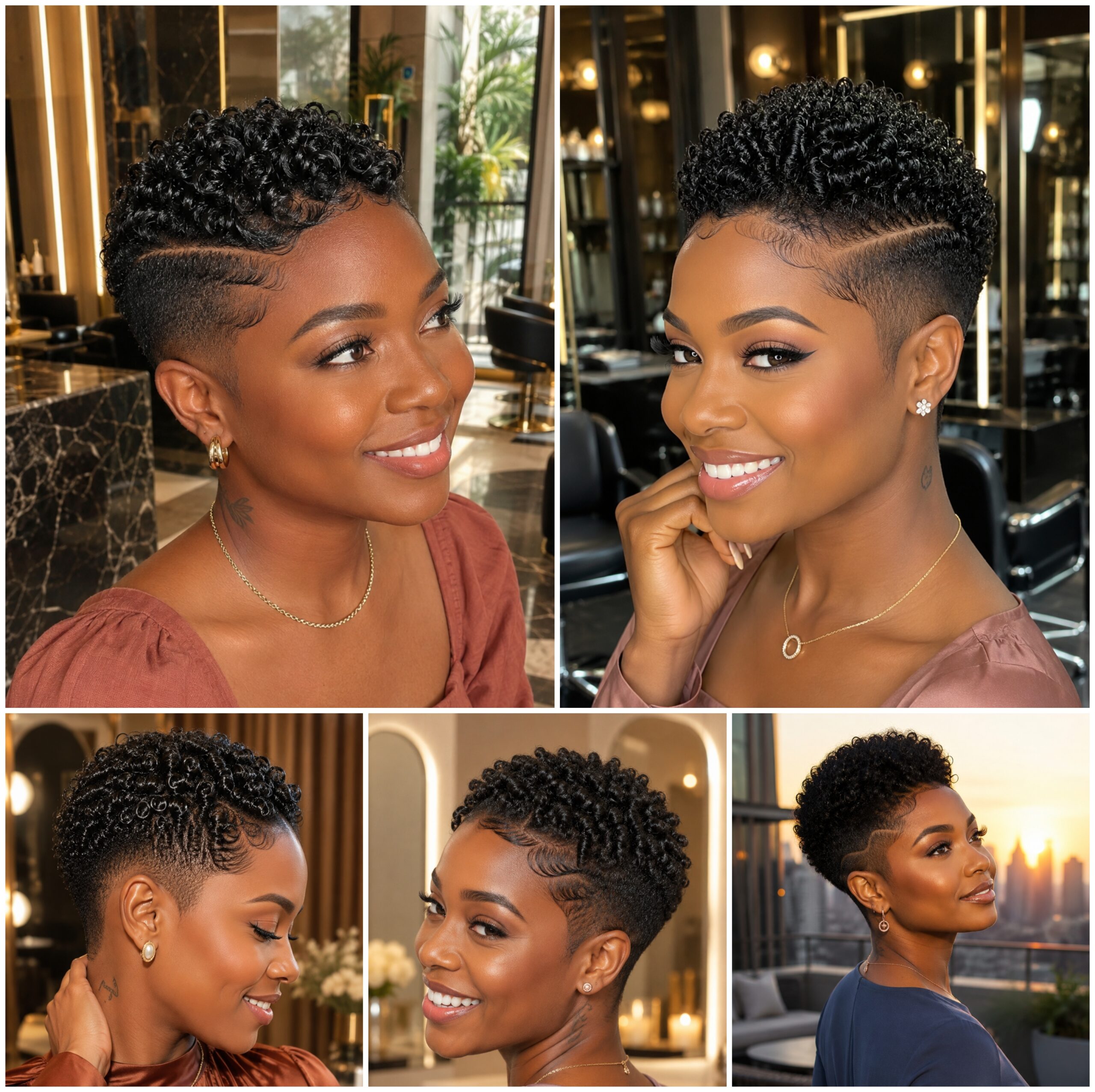 Short Natural Coils with Razor Temple Detail Short Natural Coils with Razor Temple Detail