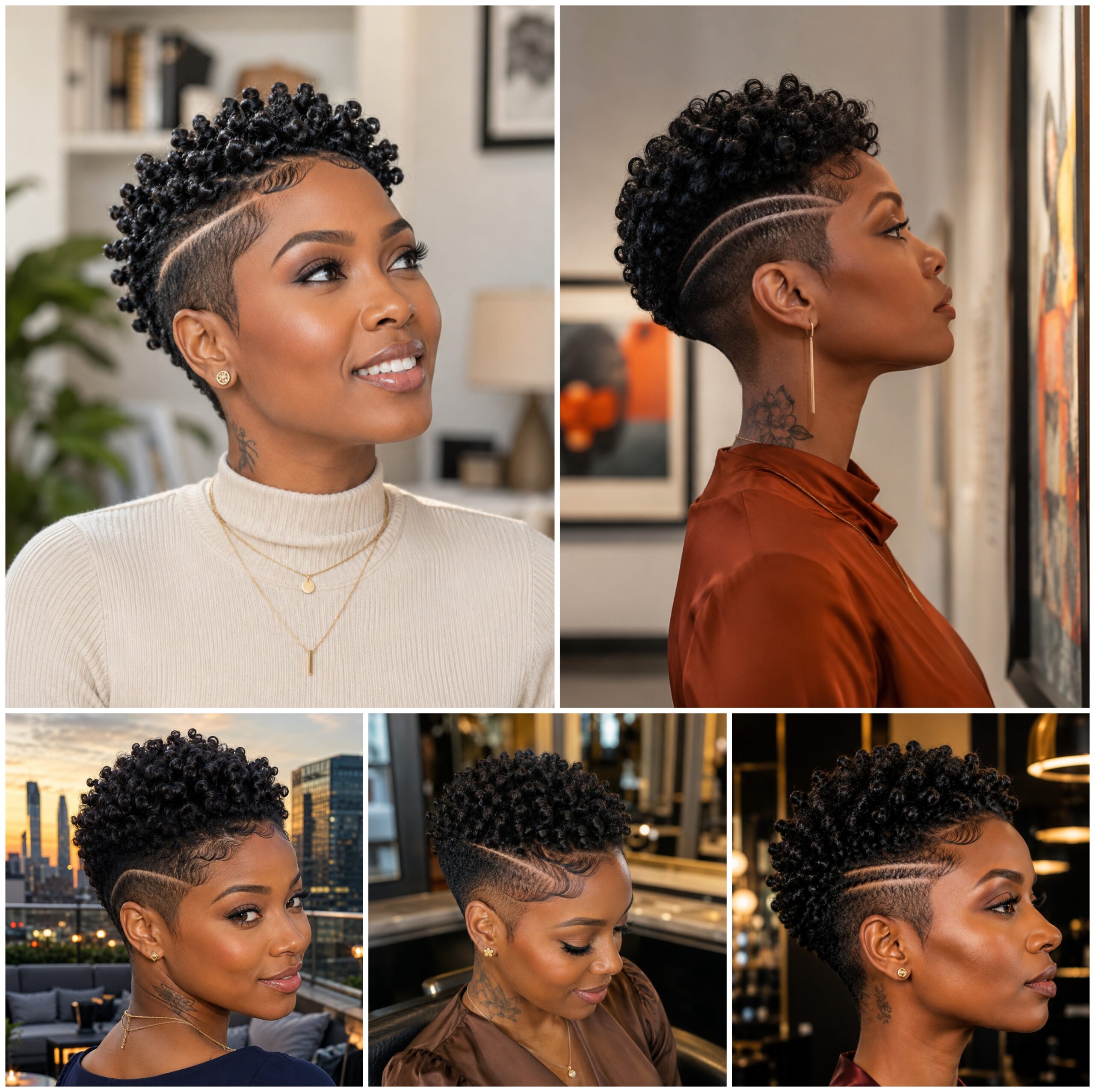 Low Taper Afro Coils with Razor Detail