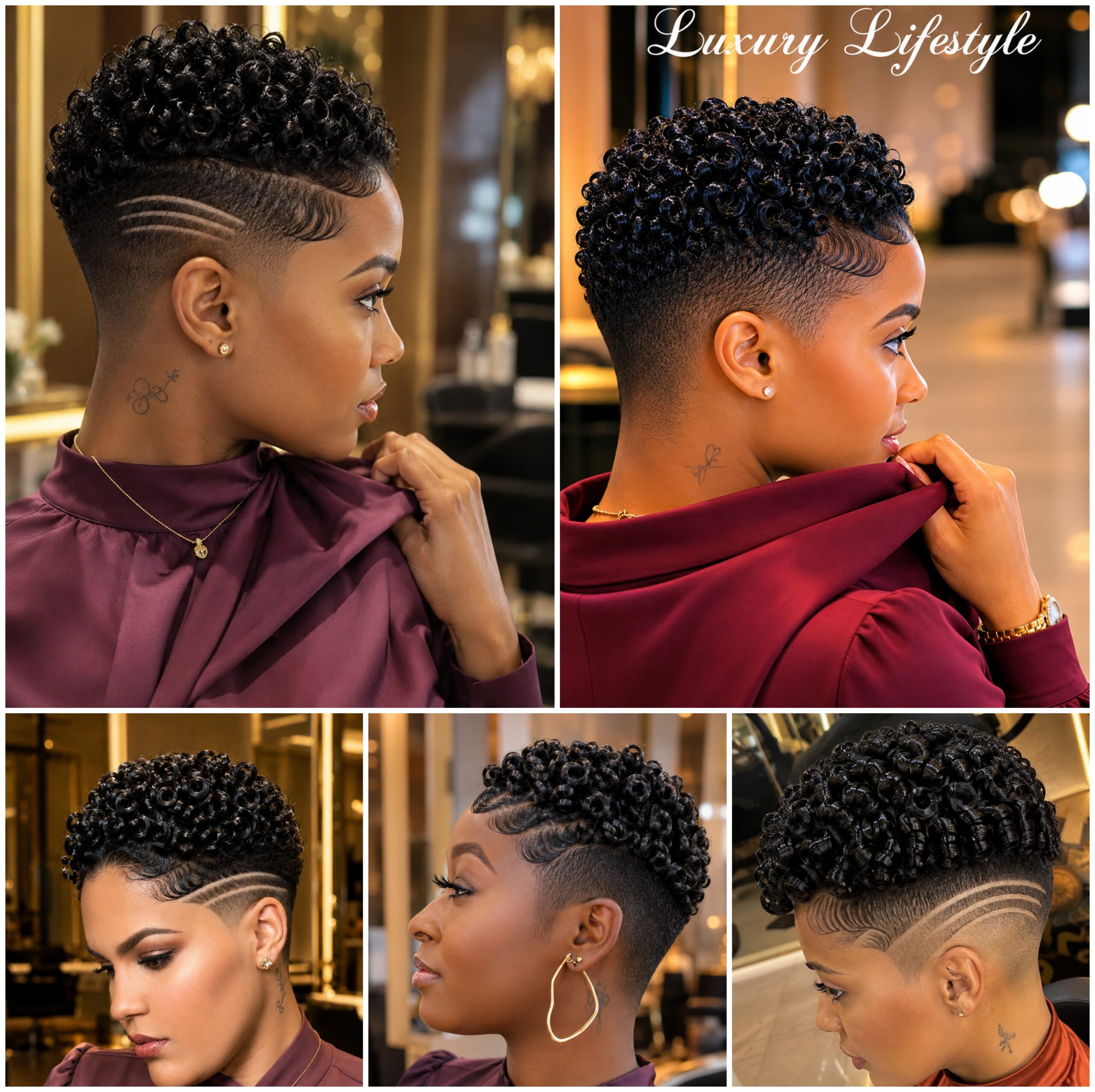 Curly Fade Styles with Side Line Detail Curly Fade Styles with Side Line Detail