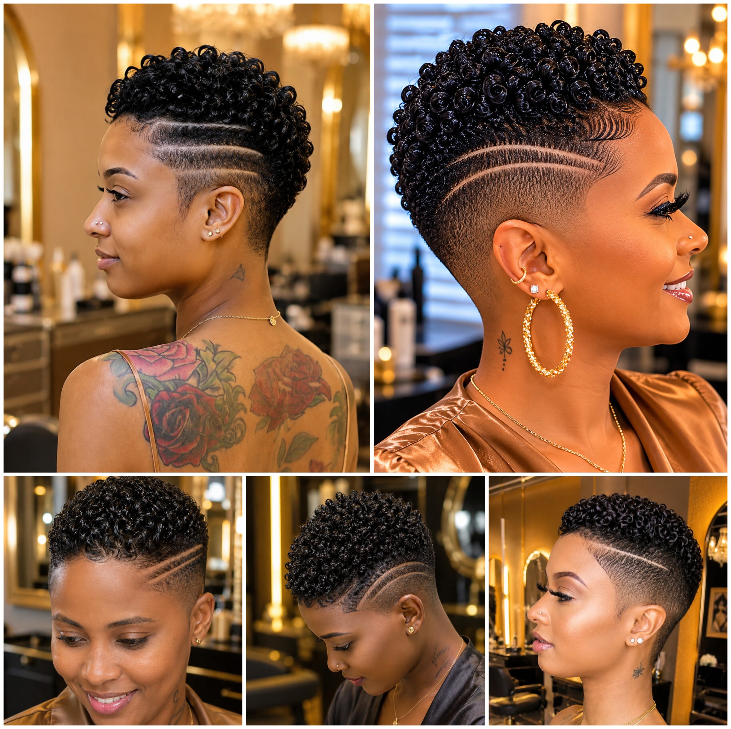 Short Natural Afro Cuts With Bold Side Lines