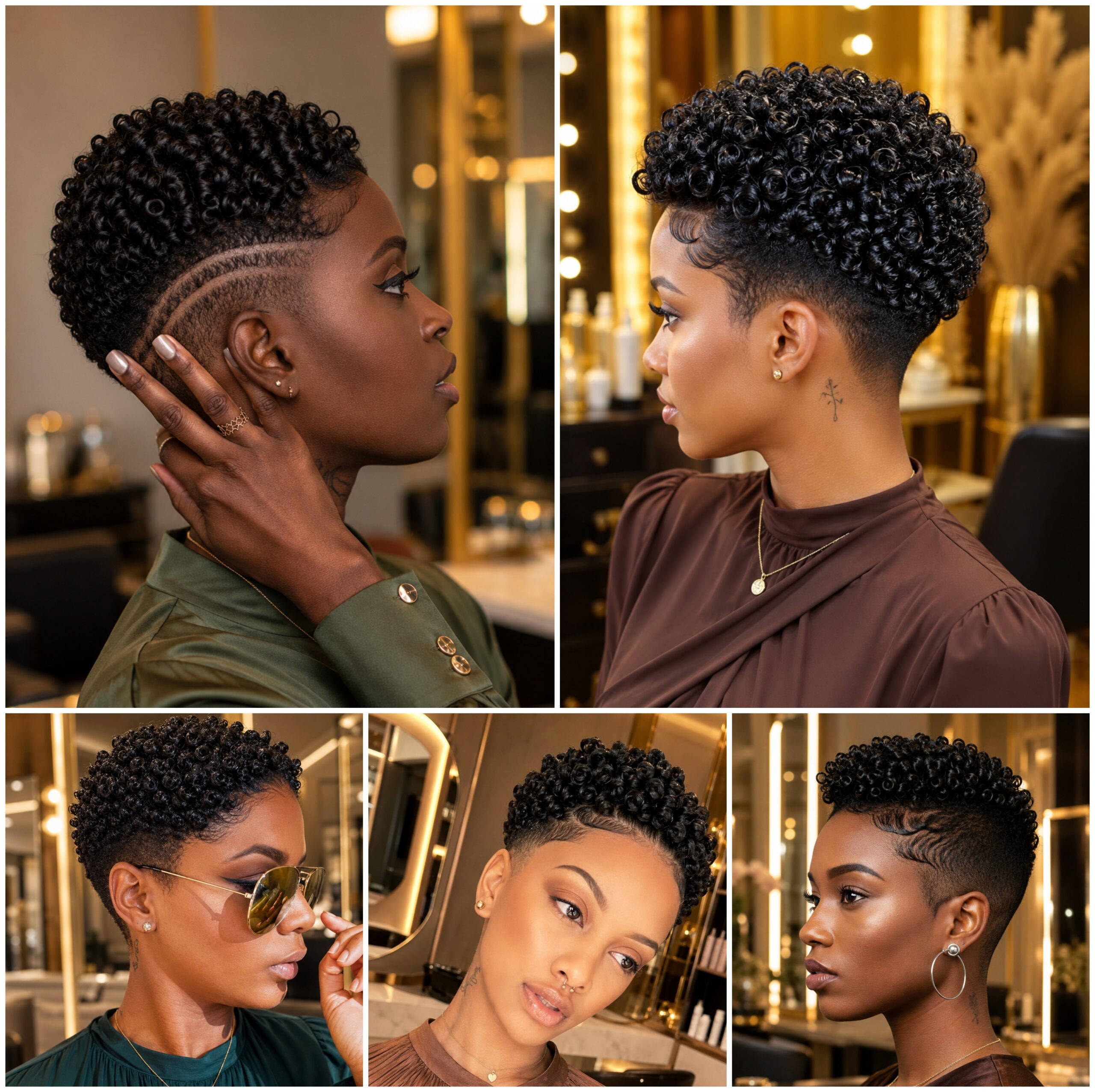 Short Afro Coils with Carved Line Detail Short Afro Coils with Carved Line Detail