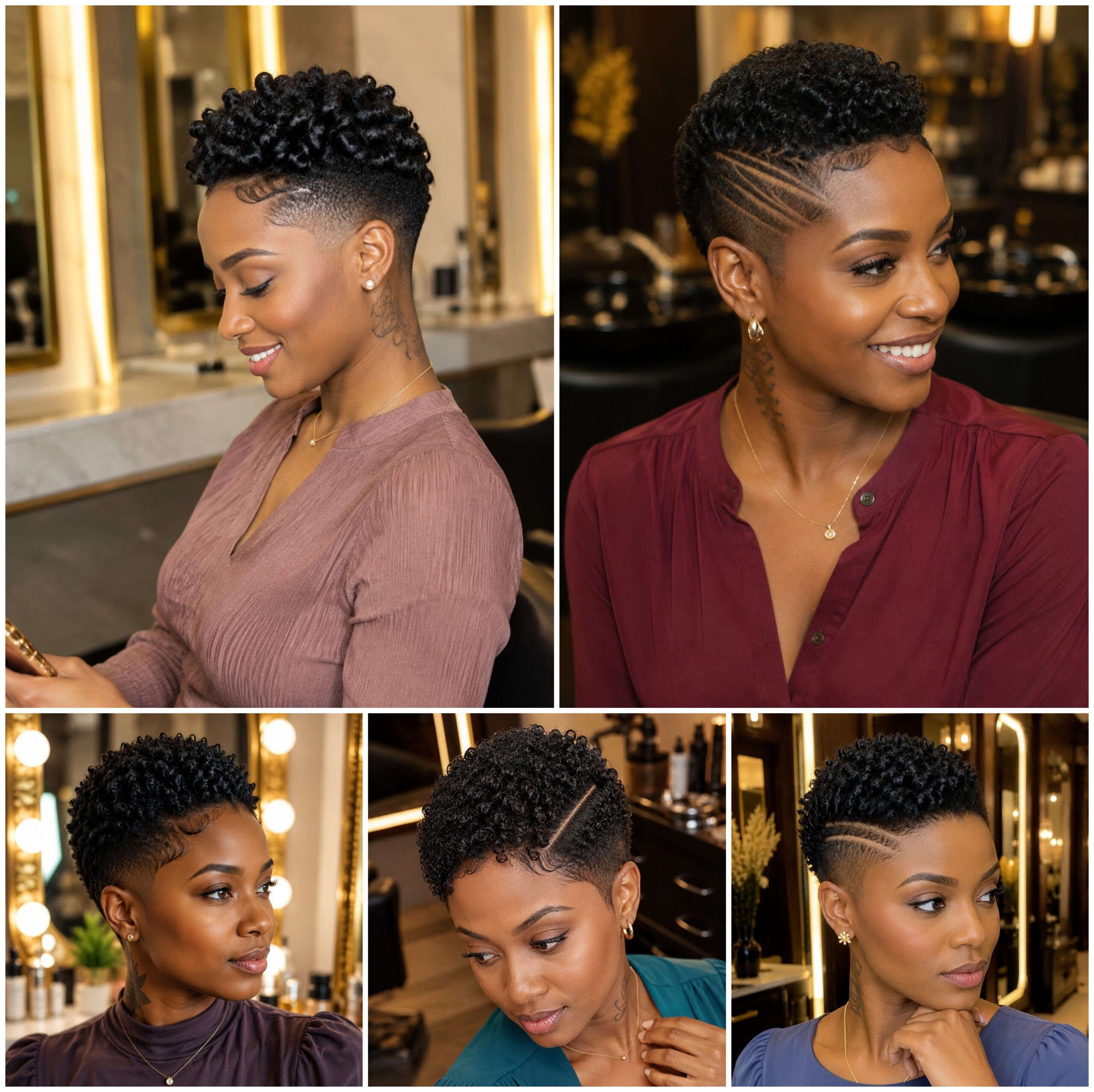 Tapered Afro Coils with Side Line Accents Tapered Afro Coils with Side Line Accents