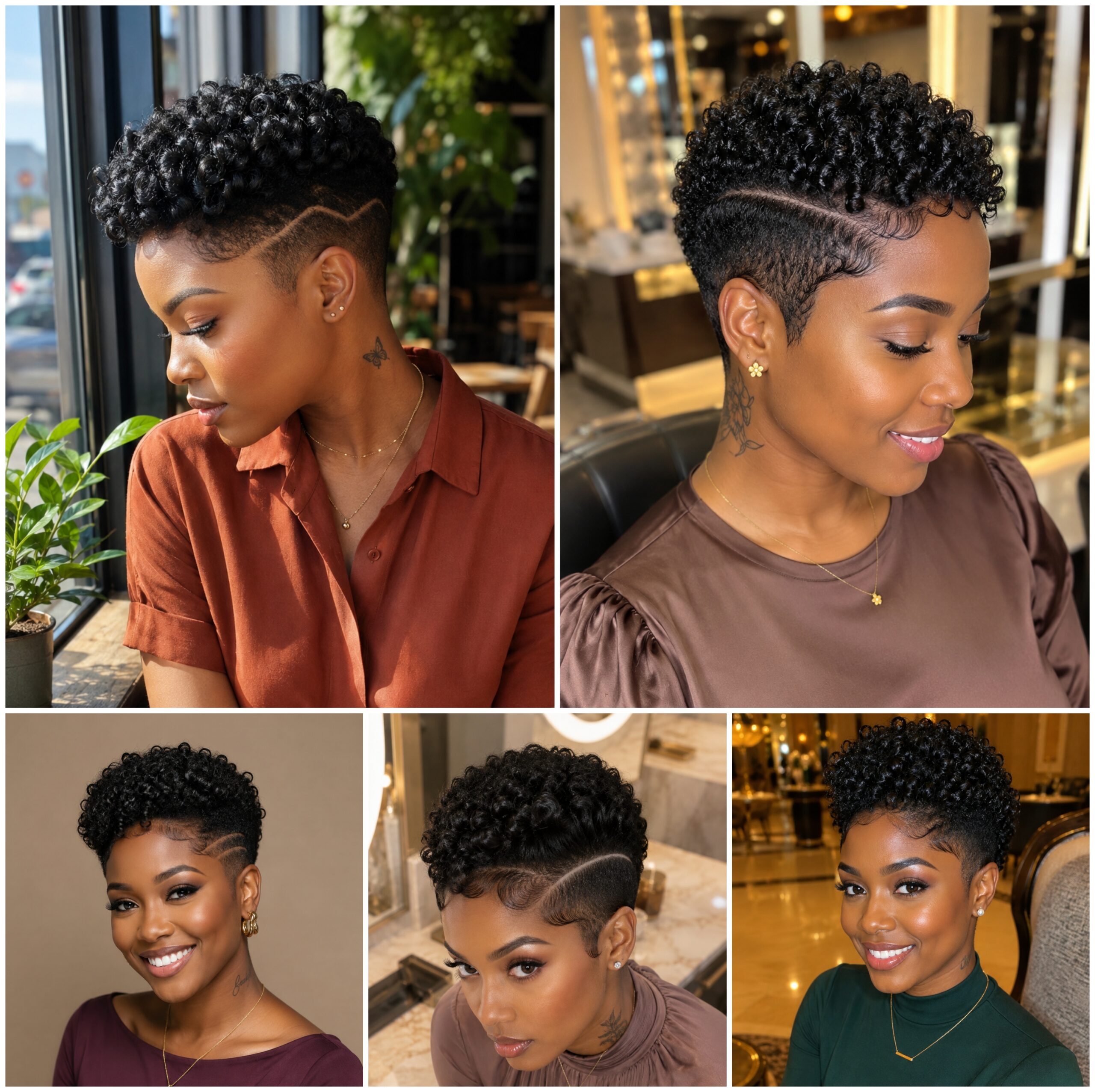 Jet Black Coily Pixie with Side Lines