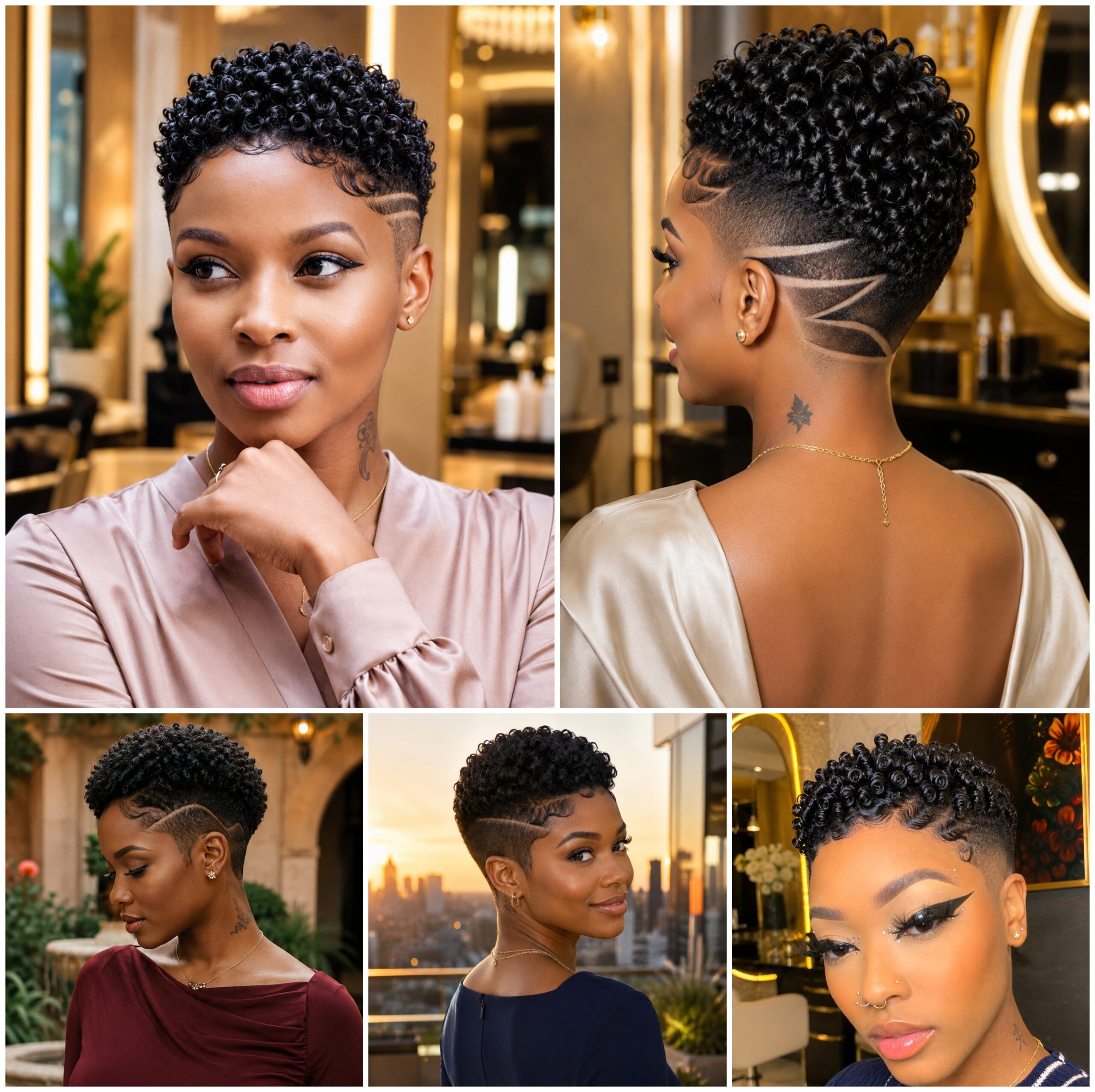 Glossy Coil Fade Looks with Finger Wave Edges Glossy Coil Fade Looks with Finger Wave Edges