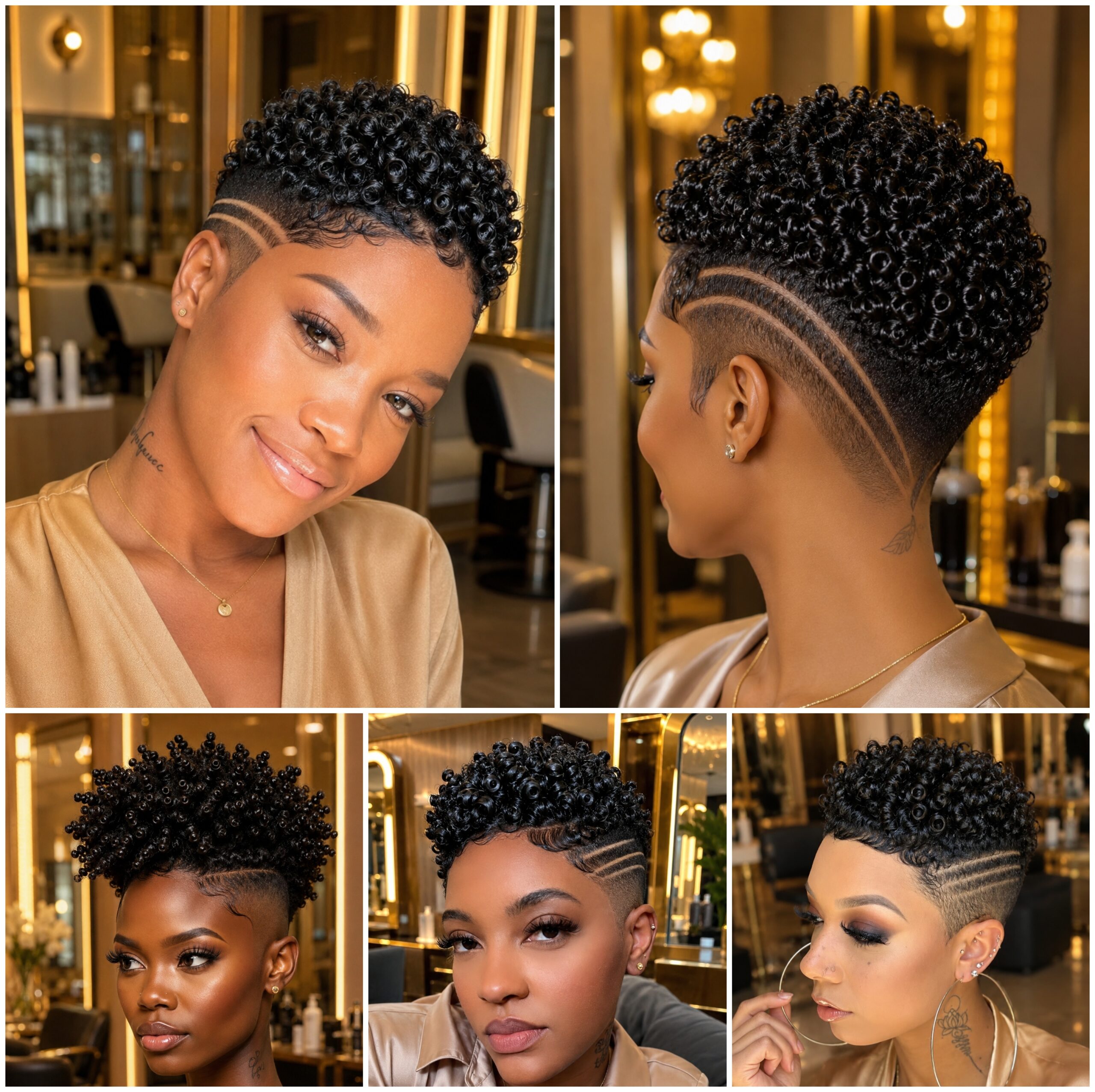 Natural Coil Crowns with Skin Fade Lines Natural Coil Crowns with Skin Fade Lines