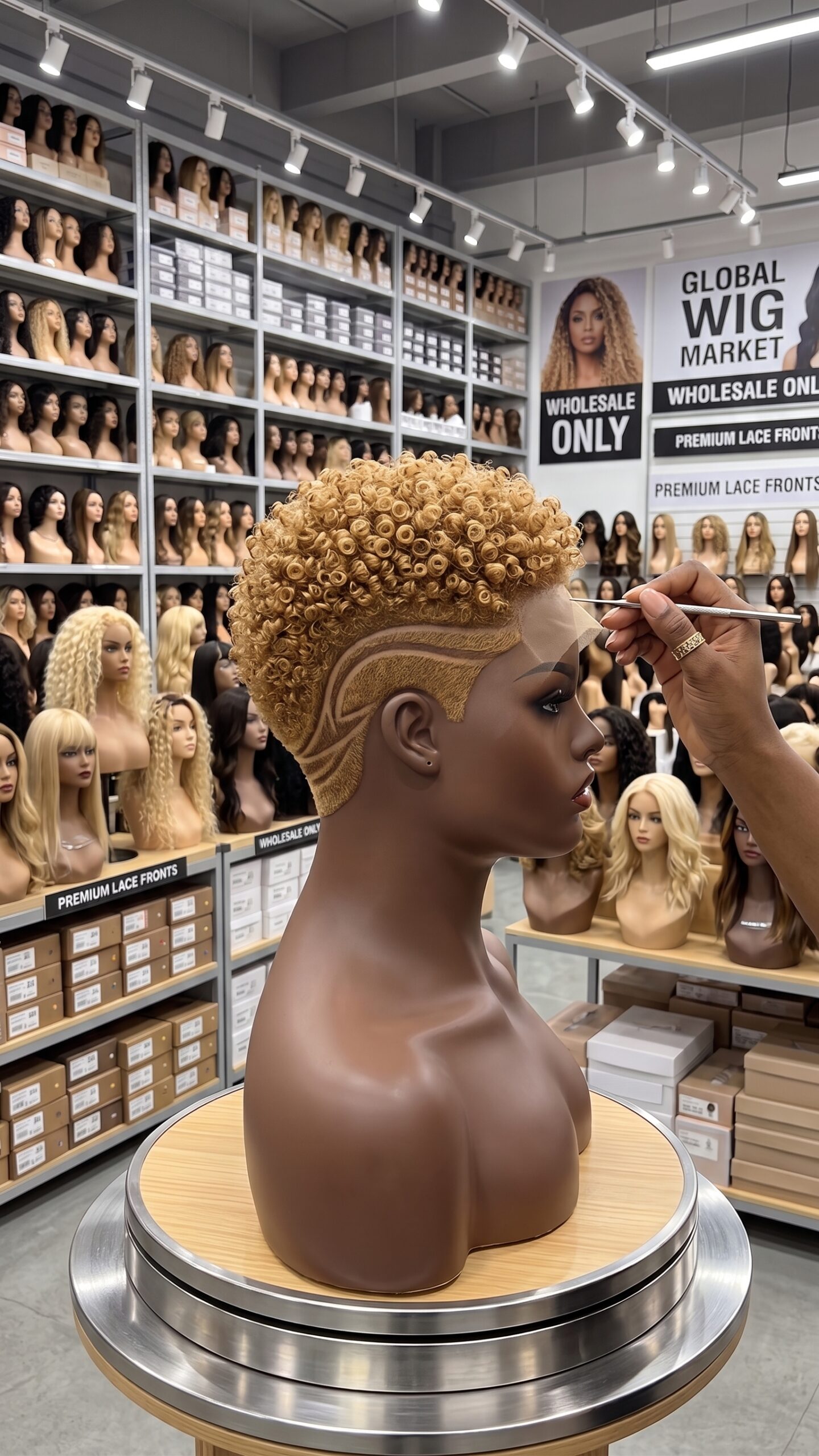 Where To Buy This Honey Blonde Curly Pixie Wig With Side Art