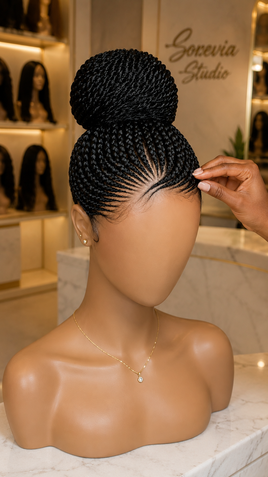 A Full Cornrow Bun Wig — Sleek Feed-In Braids Gathered Into A High Bun 🖤✨ #braidsforwomenh A Full Cornrow Bun Wig — Sleek Feed-In Braids Gathered Into A High Bun 🖤✨ #braidsforwomenh