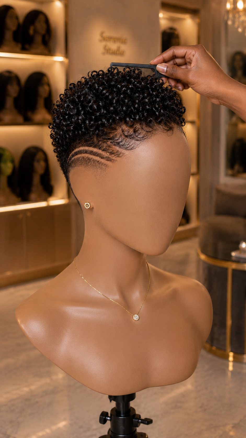 A Single Curved Line Meets Tight Coils — Simplicity Done Right 🖤✨ #StayGlamHairstyle h