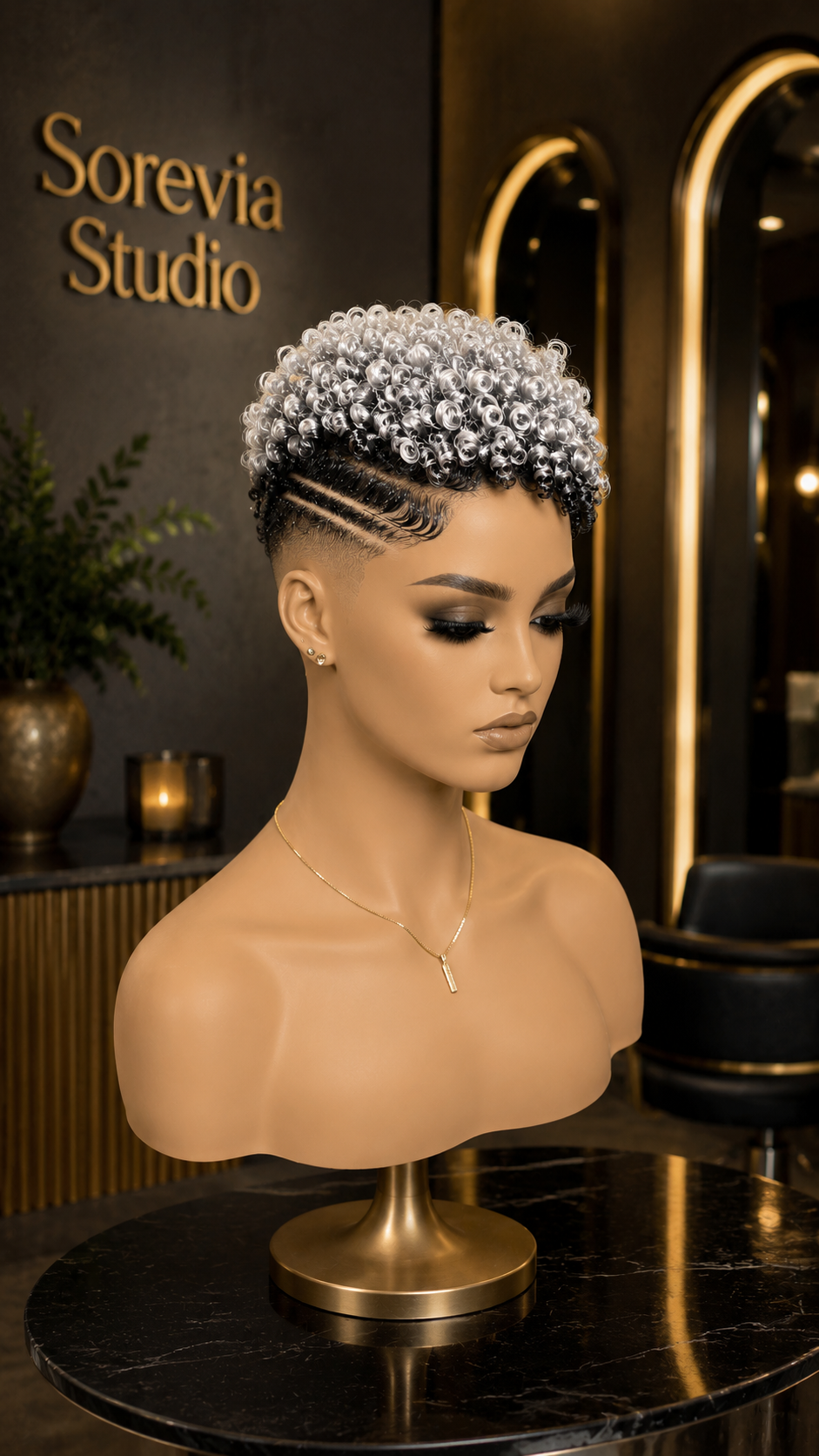 Black-To-Silver Ombre Curly Pixie Wig Feeds Straight Into Cornrow Lines 🤍H⚡ #stayglamsc